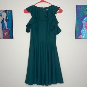 Dark Green Altar’d State Dress w/ Ruffled Neckline